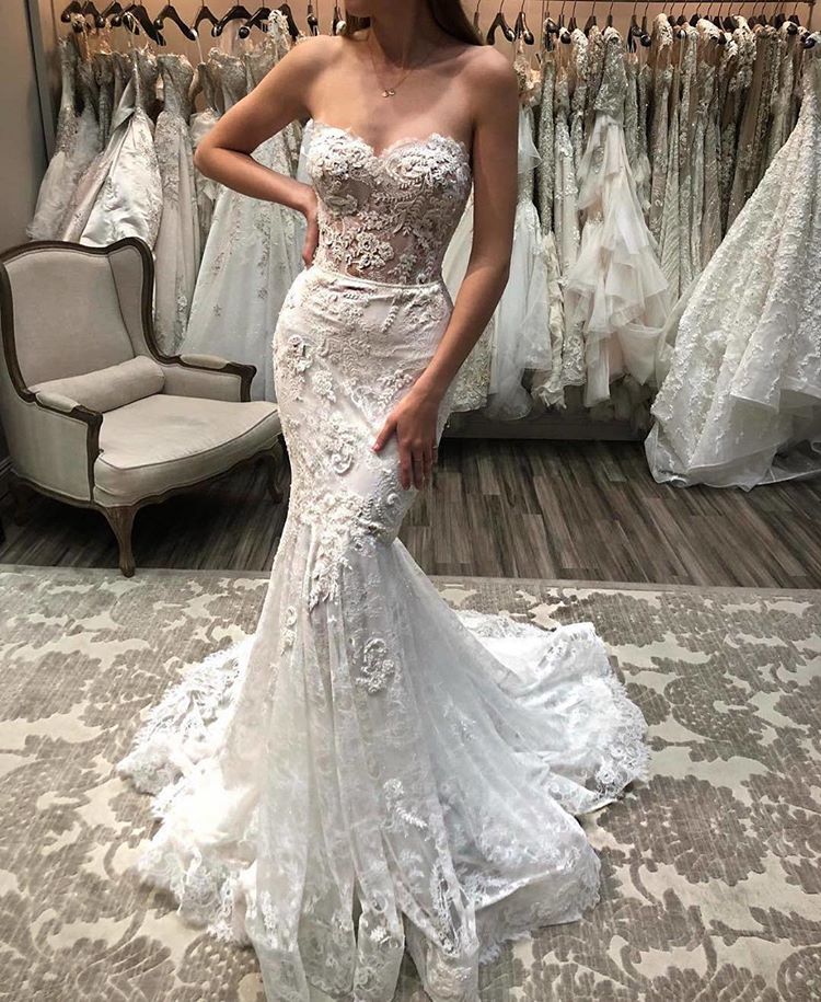 fitted lace wedding dress Sweetheart Mermaid Sexy Lace Appliques Beach Wedding Dresses for Bride fitted lace wedding dress Sweetheart Mermaid Sexy Lace Appliques Beach Wedding Dresses for Bride