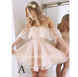 Sweetheart Off The Shoulder Lace Short Homecoming Dresses