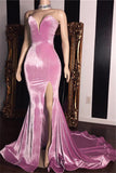 Sweetheart Pink Prom Dresses  | Sexy Side Slit Popular Evening Dress Online BC1231