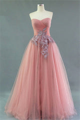 Sweetheart Ruffles Appliques Cute Evening Dresses Elegant Floor Length Prom Dresses