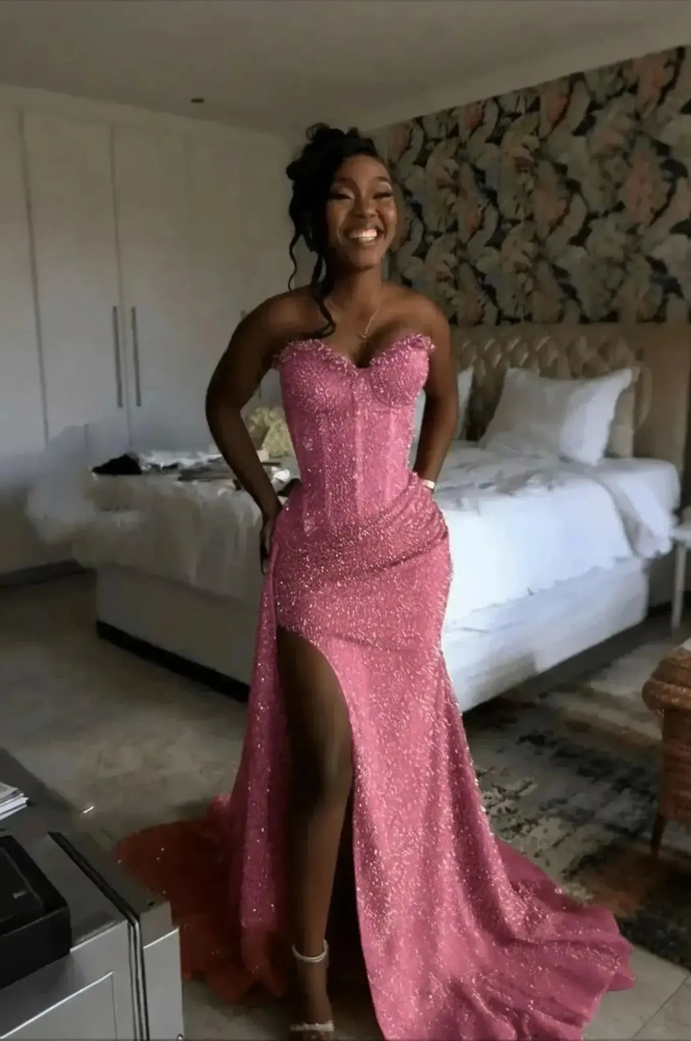 Sweetheart Sleeveless Long Mermaid Evening Formal Dress With Split Sequin