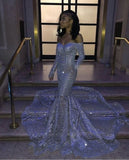 Sweetheart Strapless Sequins Long Train Mermaid Prom Dresses with Sleeves