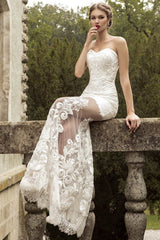Sweetheart Tulle Court Train Bridal Dress Lace Appliques Wedding Dress