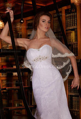 Sweetheart White Lace Wedding Dresses A-line Floor Length Crystals Bridal Gowns
