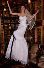 Sweetheart White Lace Wedding Dresses A-line Floor Length Crystals Bridal Gowns