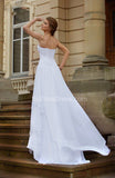 Sweetheart White Wedding Gowns Chiffon Floor length Ruffles Lace up Wedding Party Dresses