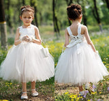 Tea Length Ball Gown Baby Flower Girl Dresses Cute Tulle Sleeveless Children Gowns
