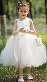 Tea Length Ball Gown Baby Flower Girl Dresses Cute Tulle Sleeveless Children Gowns