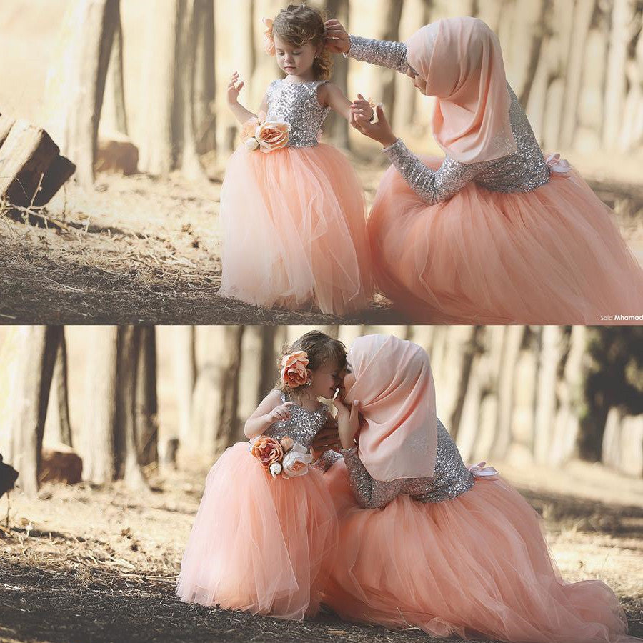 Tulle Cute Sequined Flower Girl Dresses Lovely Sequined Girls Pageant Dress BA0657