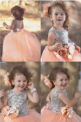 Tulle Cute Sequined Flower Girl Dresses Lovely Sequined Girls Pageant Dress BA0657