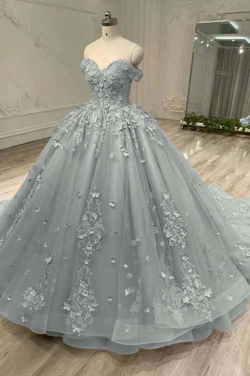 Tulle Sleeveless Off the Shoulder Long Evening Formal Dress With Appliques