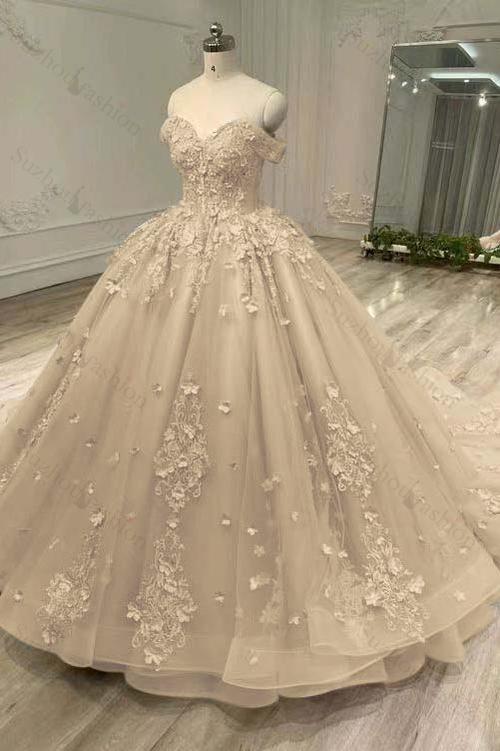 Tulle Sleeveless Off the Shoulder Long Evening Formal Dress With Appliques