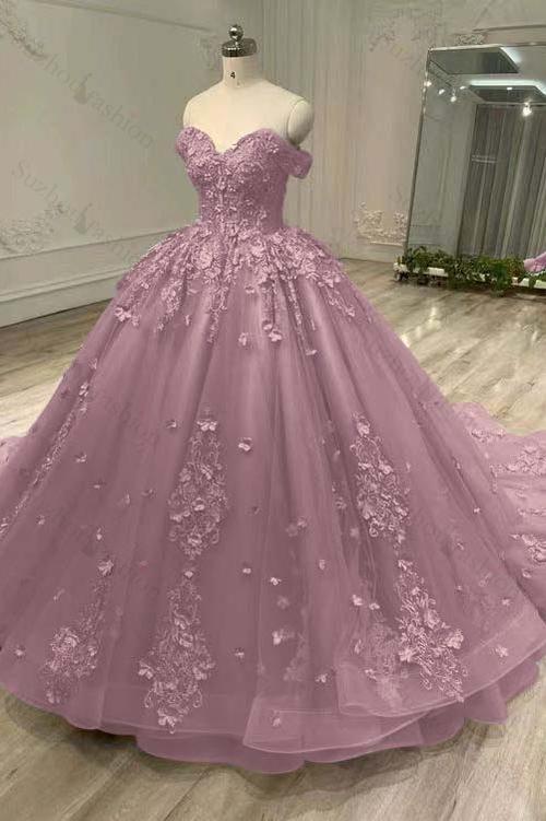 Tulle Sleeveless Off the Shoulder Long Evening Formal Dress With Appliques