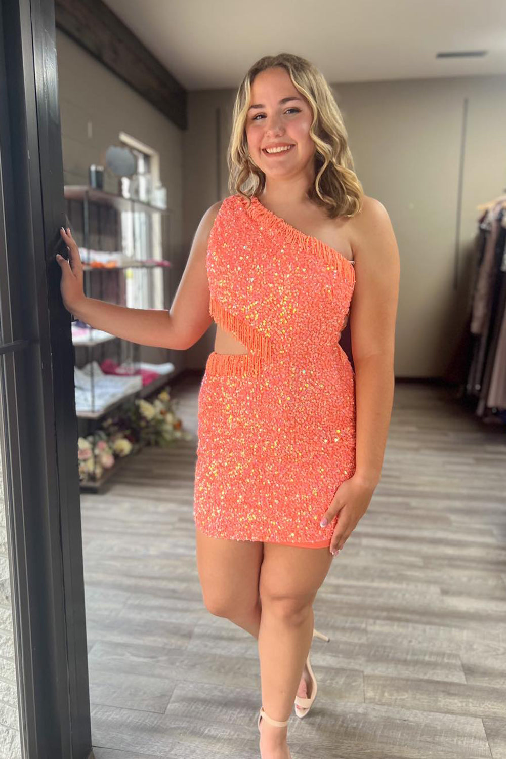 Turquoise Homecoming Dresses Sequin Fringed Cut Out Tight Short Cocktail Dresses
