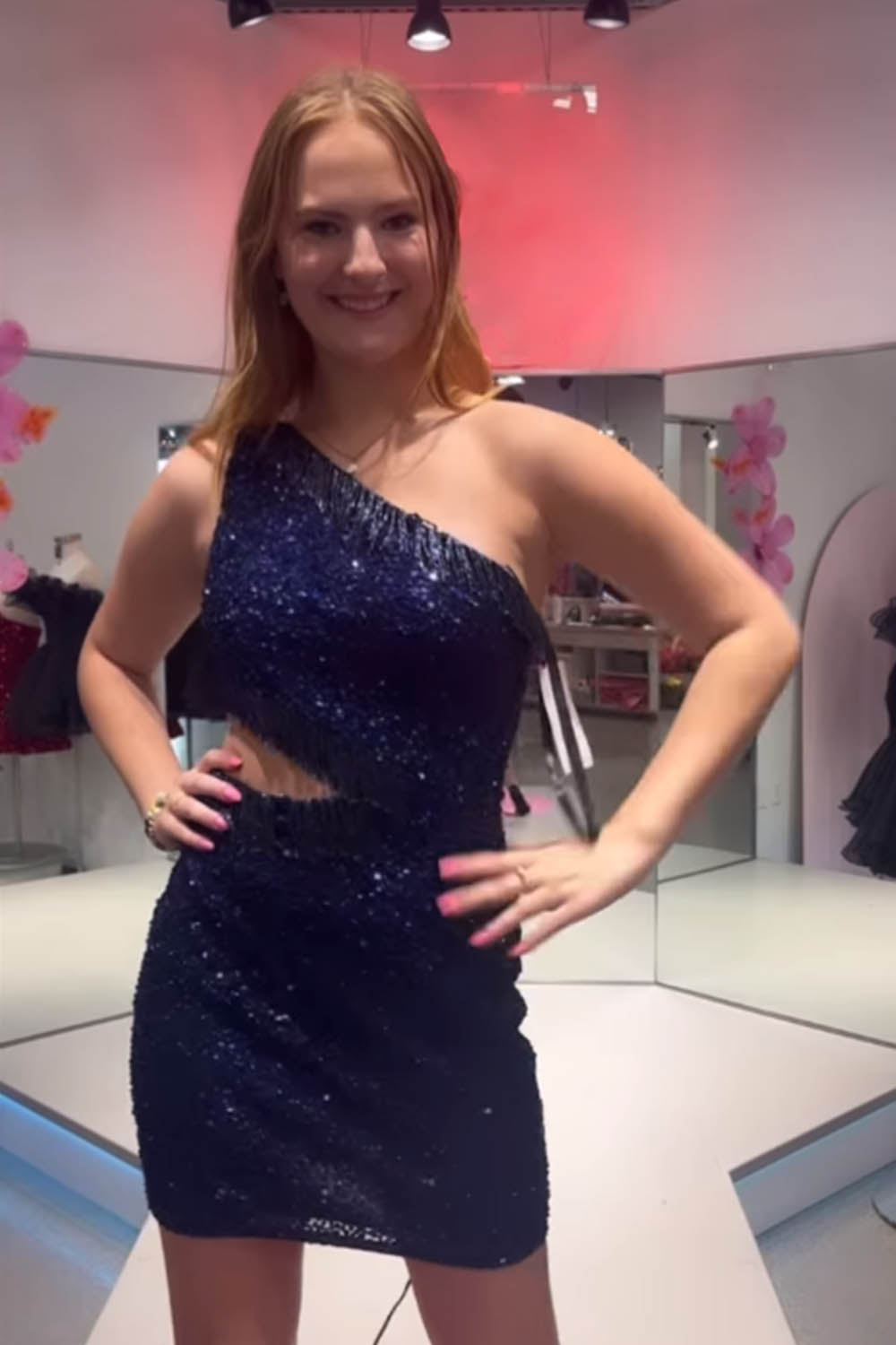 Turquoise Homecoming Dresses Sequin Fringed Cut Out Tight Short Cocktail Dresses