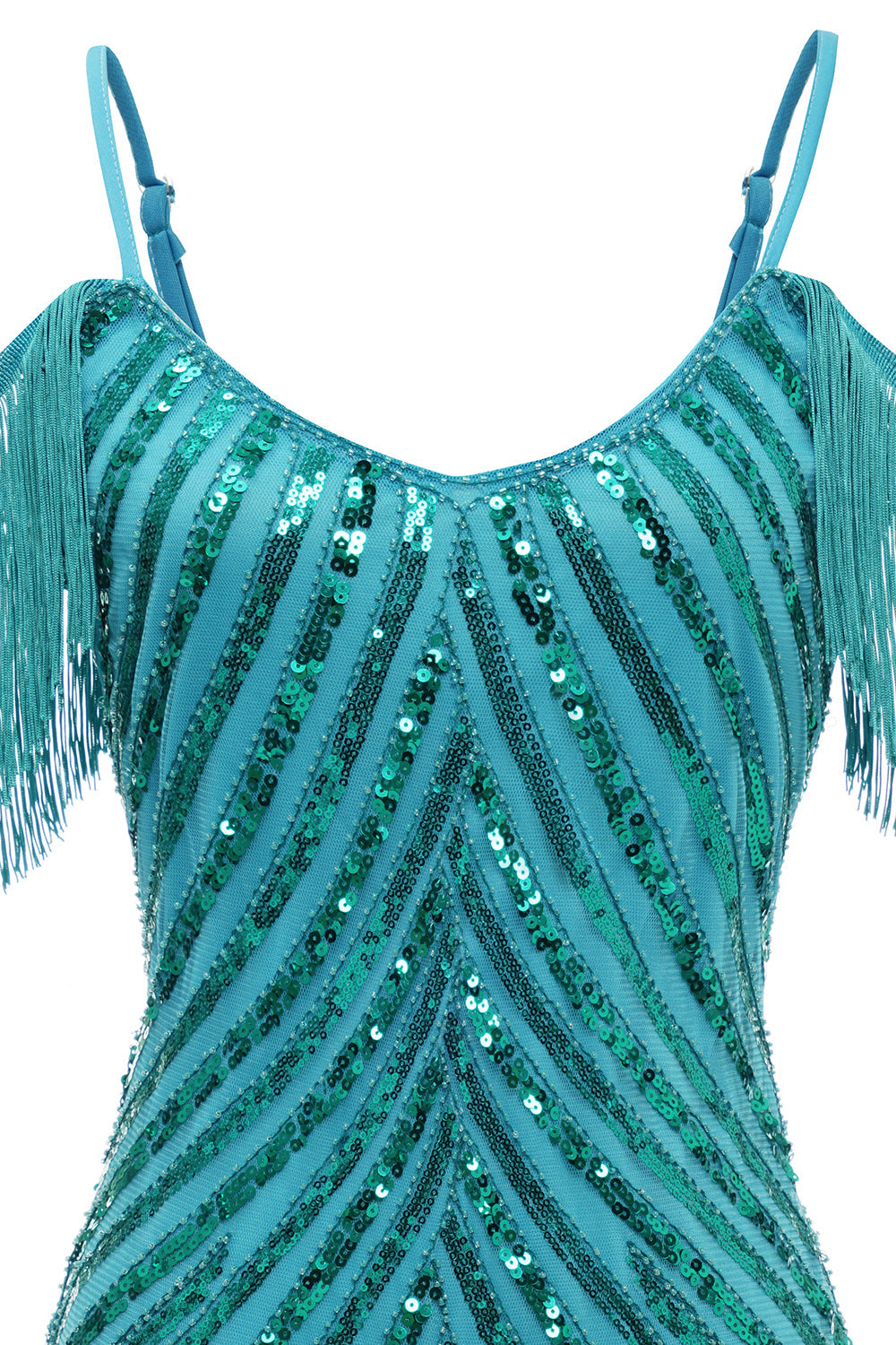 Turquoise Homecoming Dresses Tight Sequin Short Cocktail Dresses with Fringes
