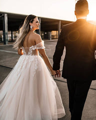 Unique Off-the-shoulder Sleeveless Empire Beach Wedding Dress with Lace