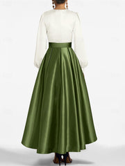 V Neck A Line Asymmetrical Mother of the Bride Dress with Belt