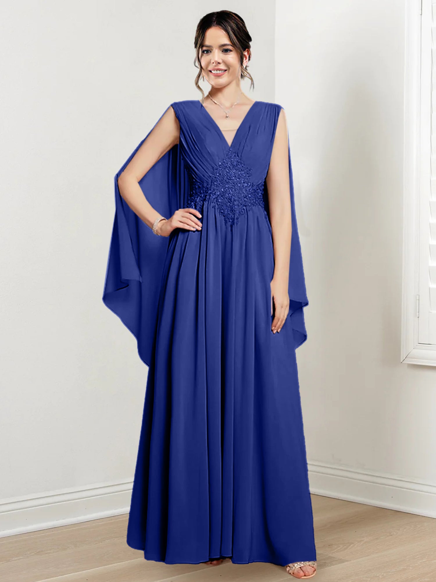 V Neck A Line Long Dress for the Mother of the Bride