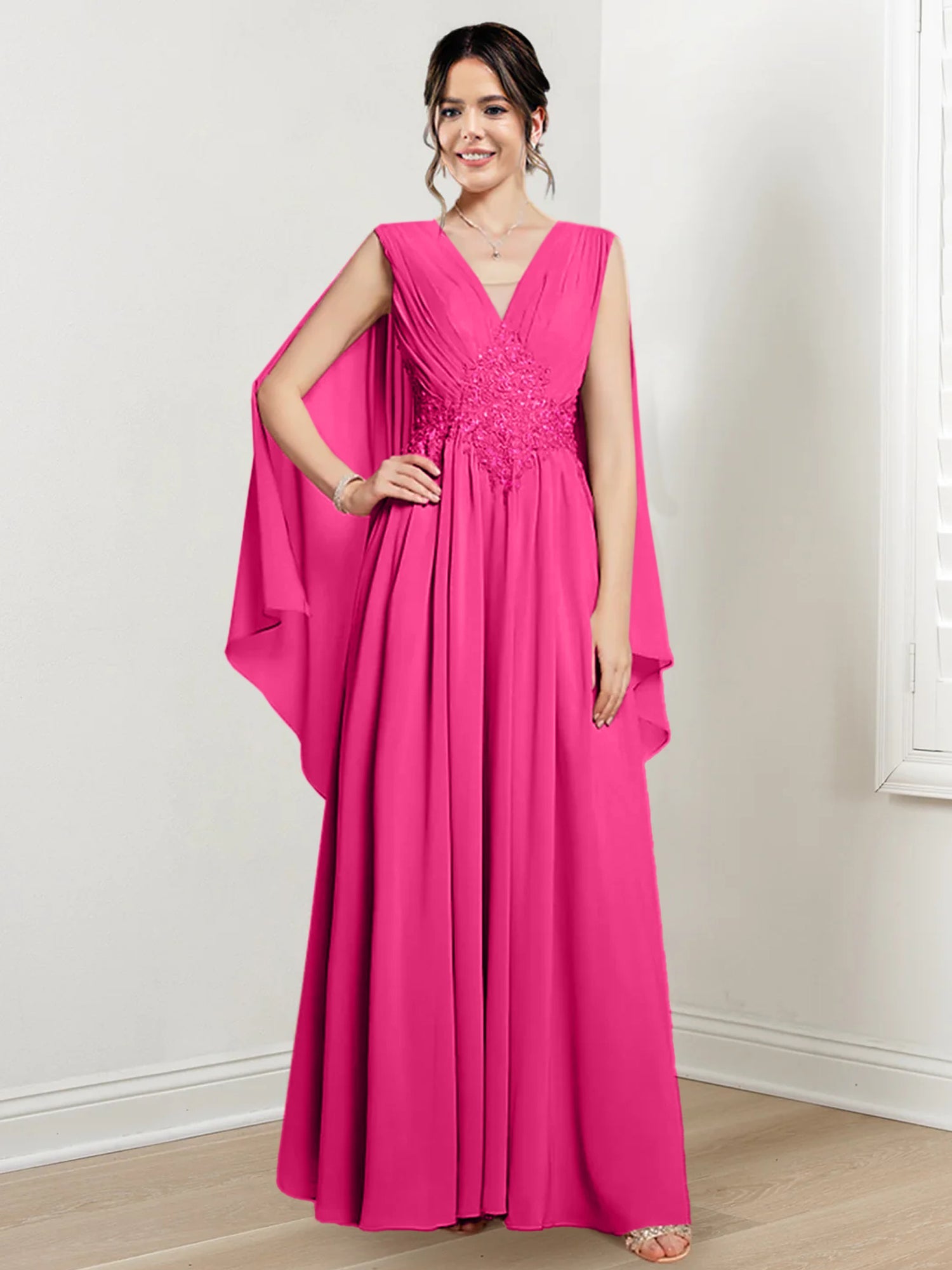 V Neck A Line Long Dress for the Mother of the Bride