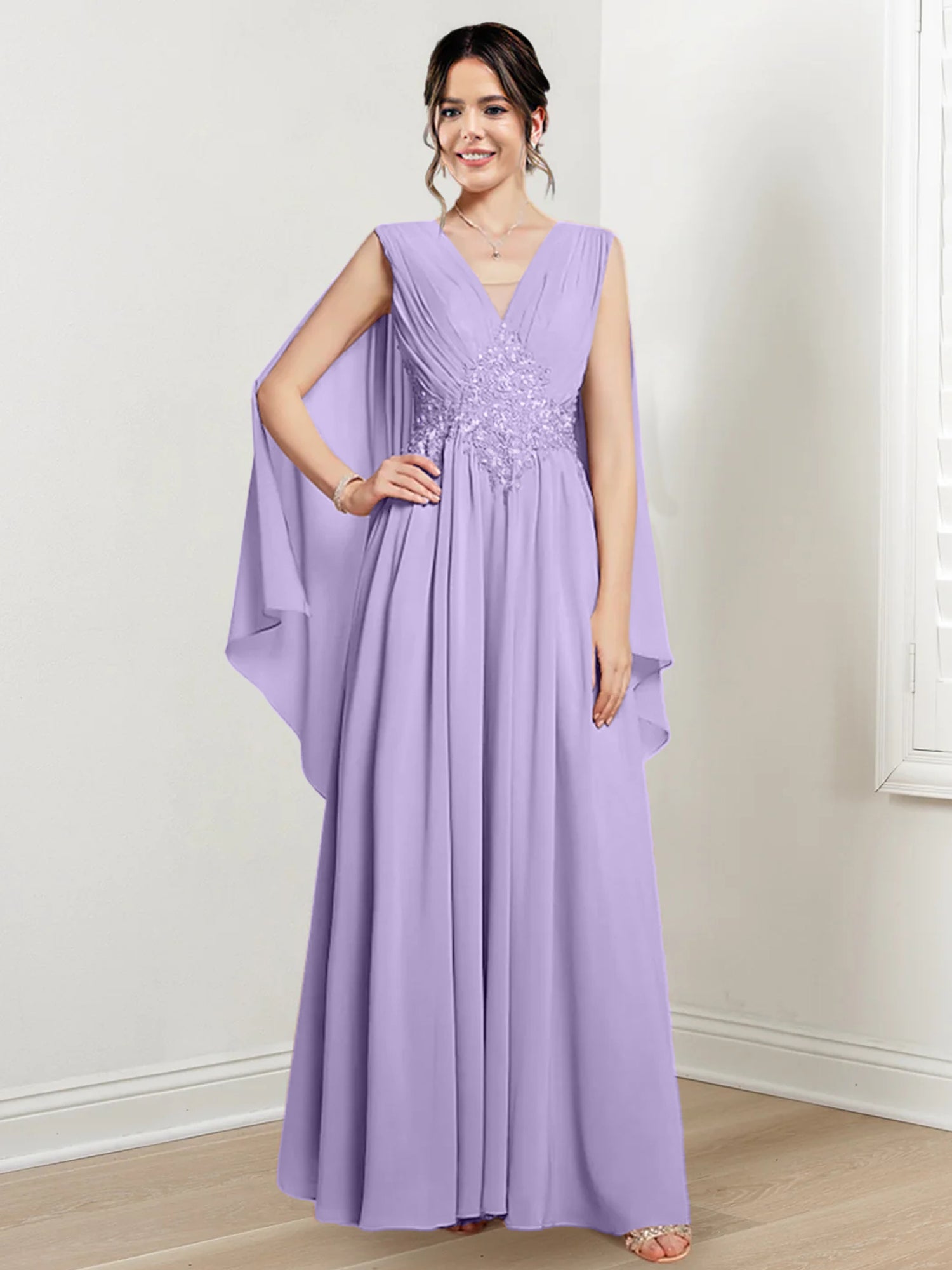 V Neck A Line Long Dress for the Mother of the Bride