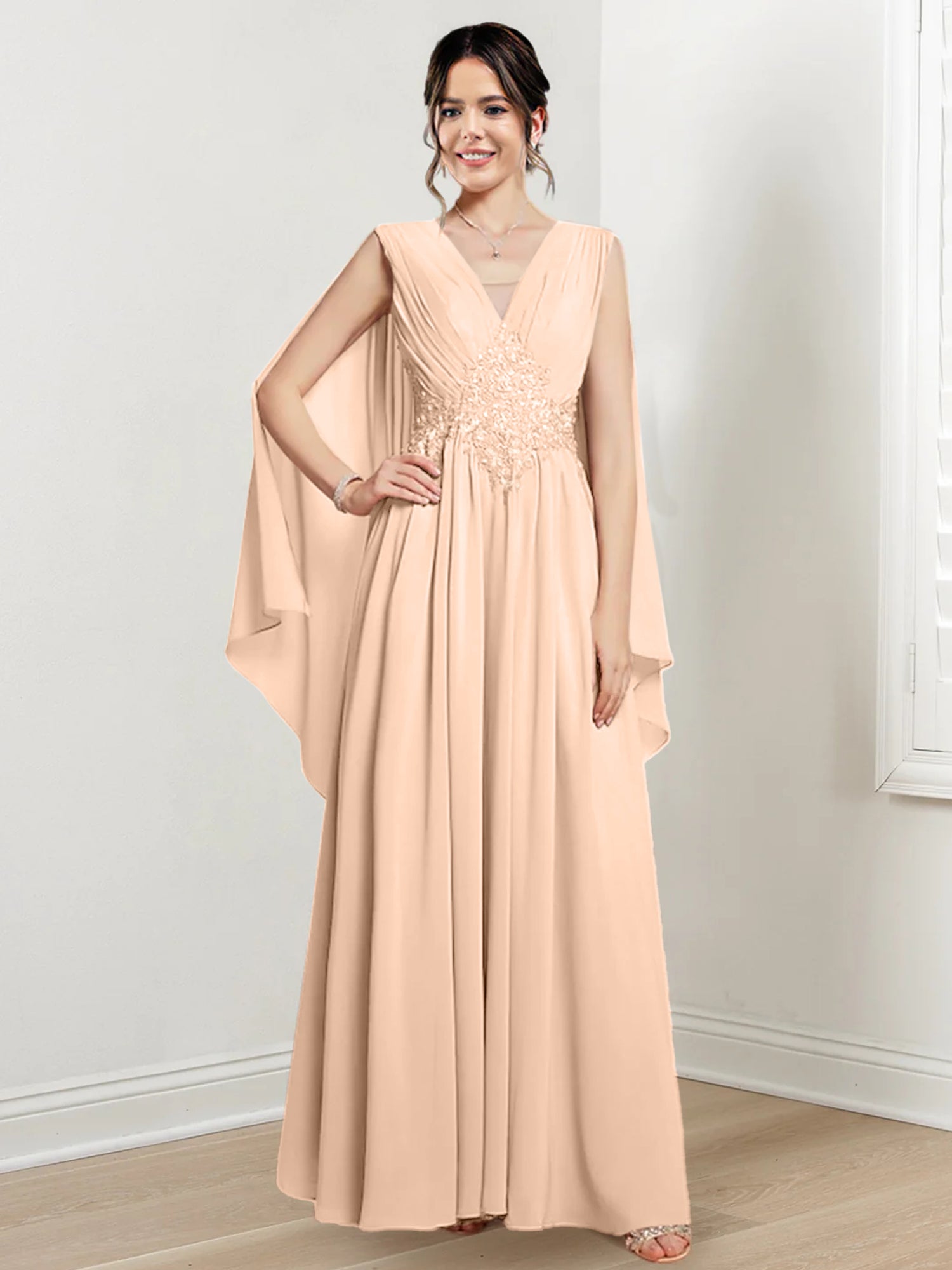 V Neck A Line Long Dress for the Mother of the Bride