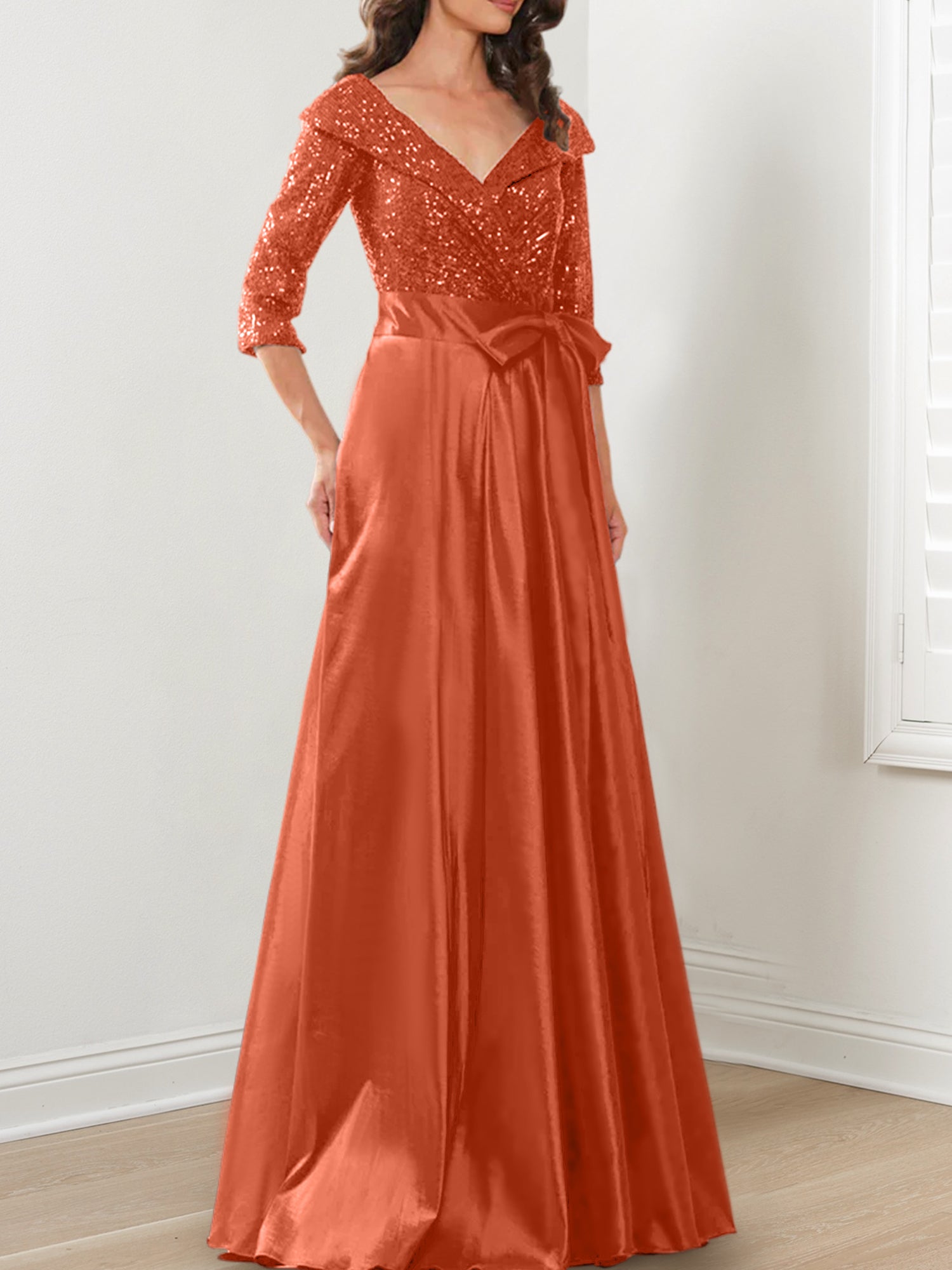 V Neck A Line Gown for the Mother of the Bride