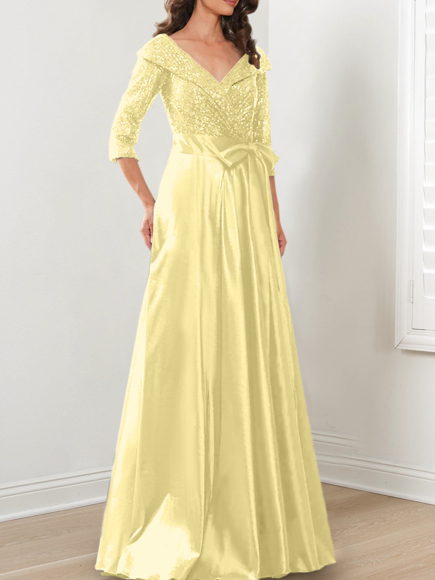 V Neck A Line Gown for the Mother of the Bride