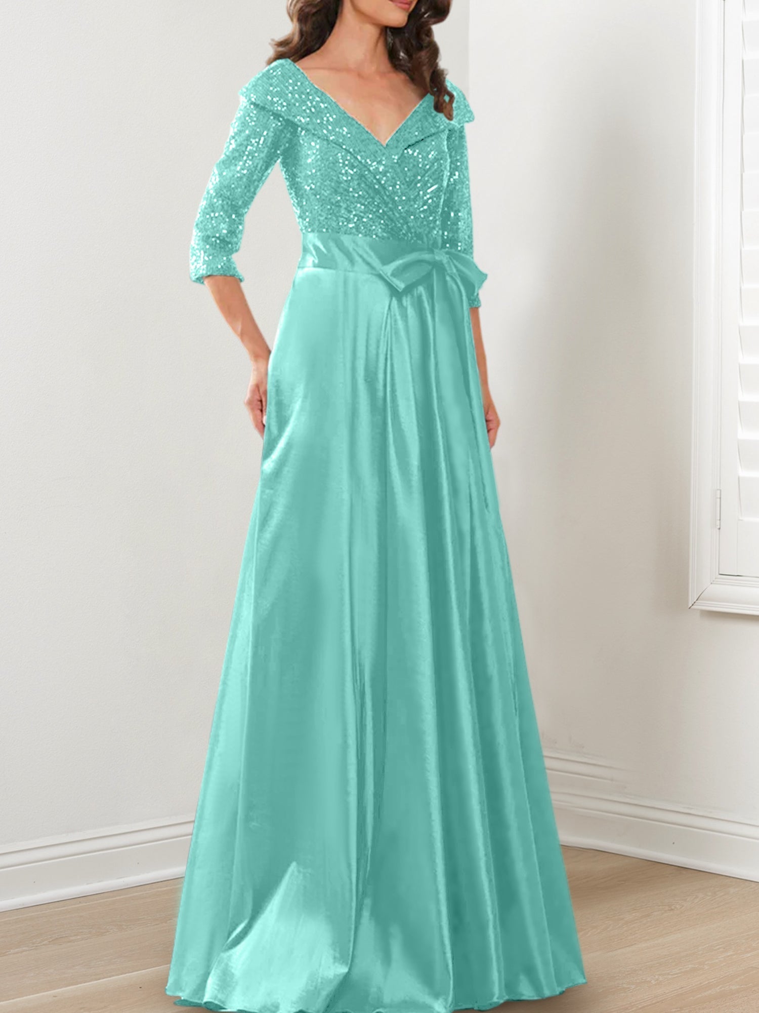 V Neck A Line Gown for the Mother of the Bride