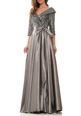 V Neck A Line Gown for the Mother of the Bride