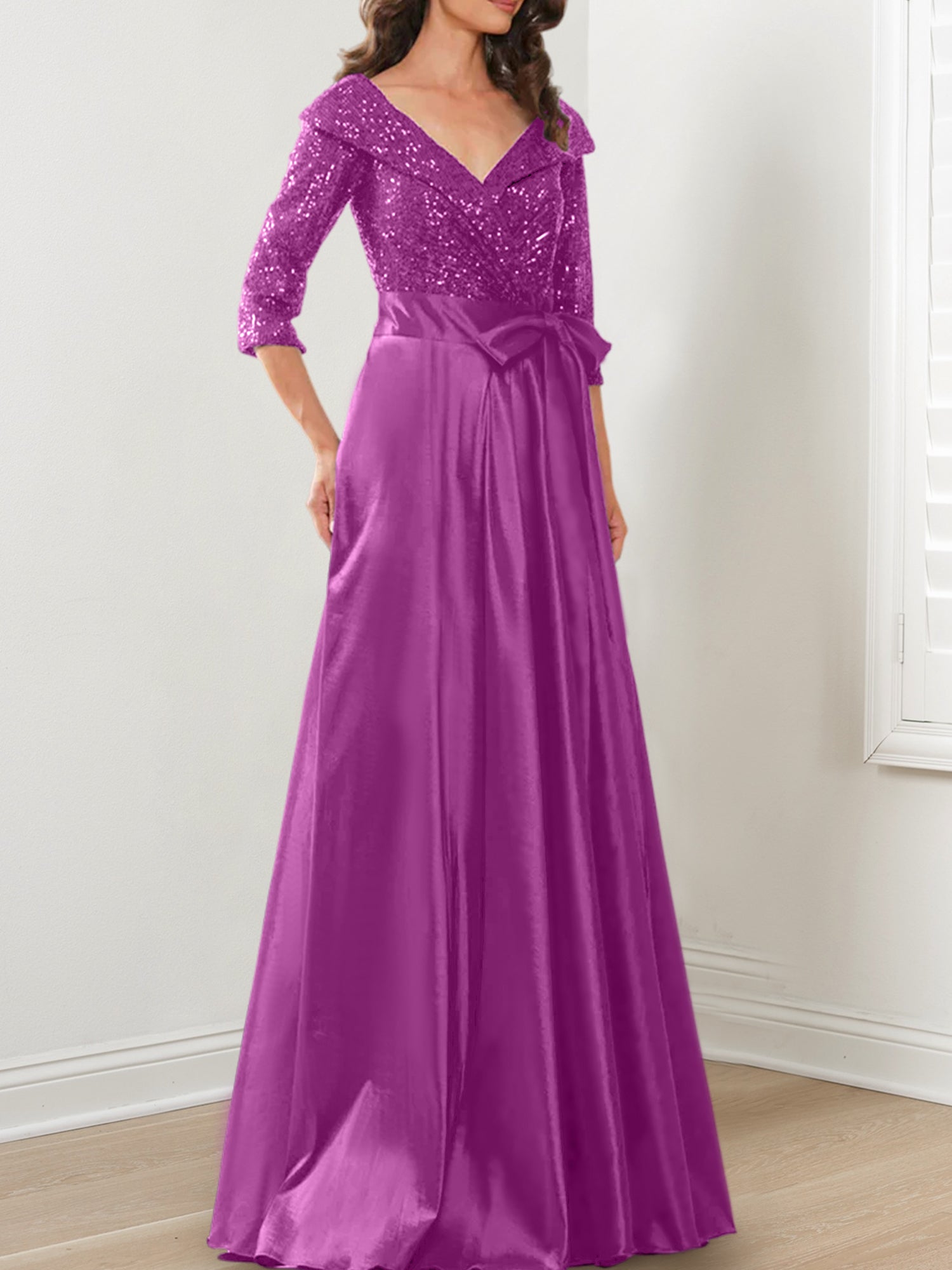V Neck A Line Gown for the Mother of the Bride