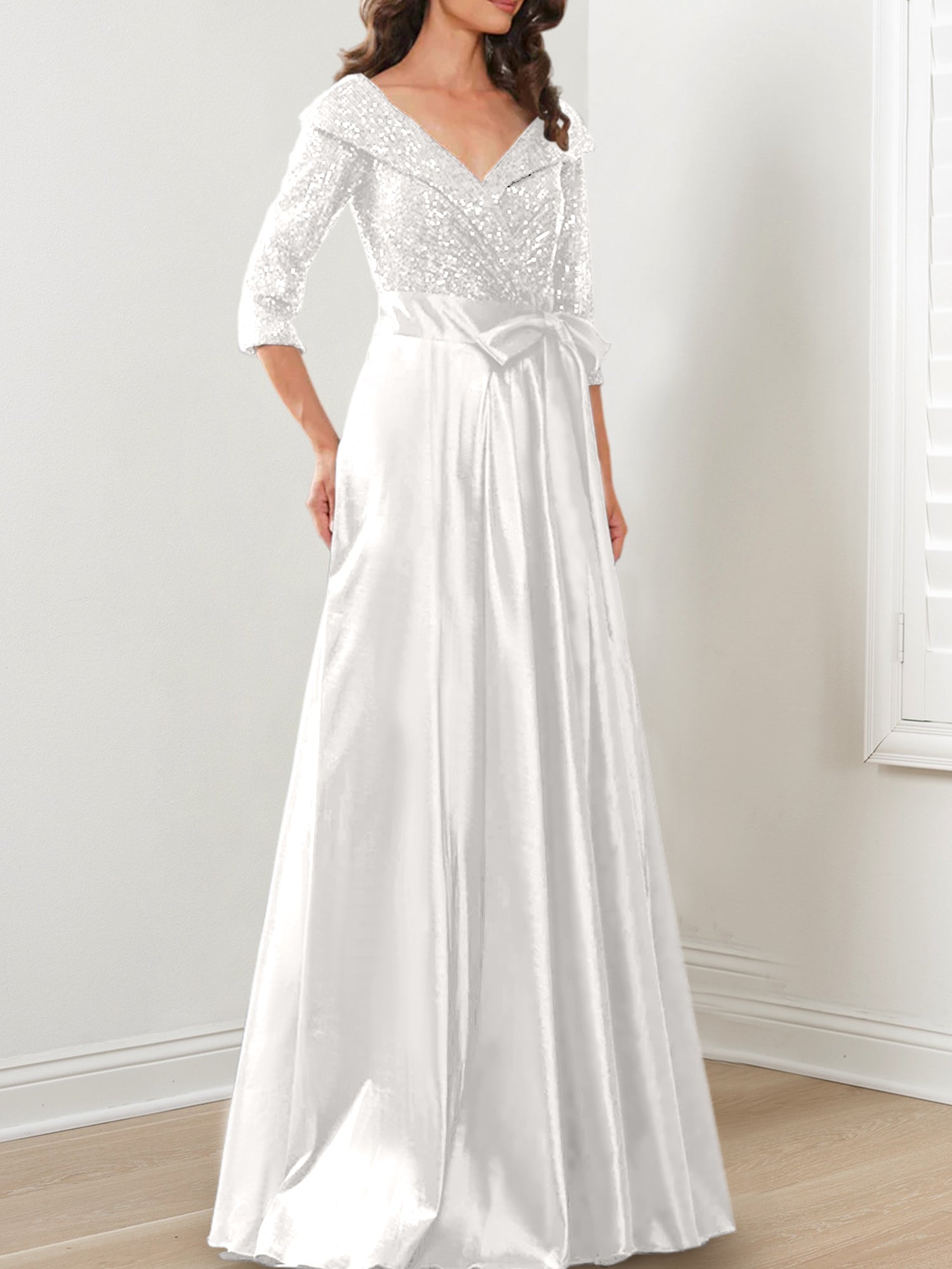 V Neck A Line Gown for the Mother of the Bride
