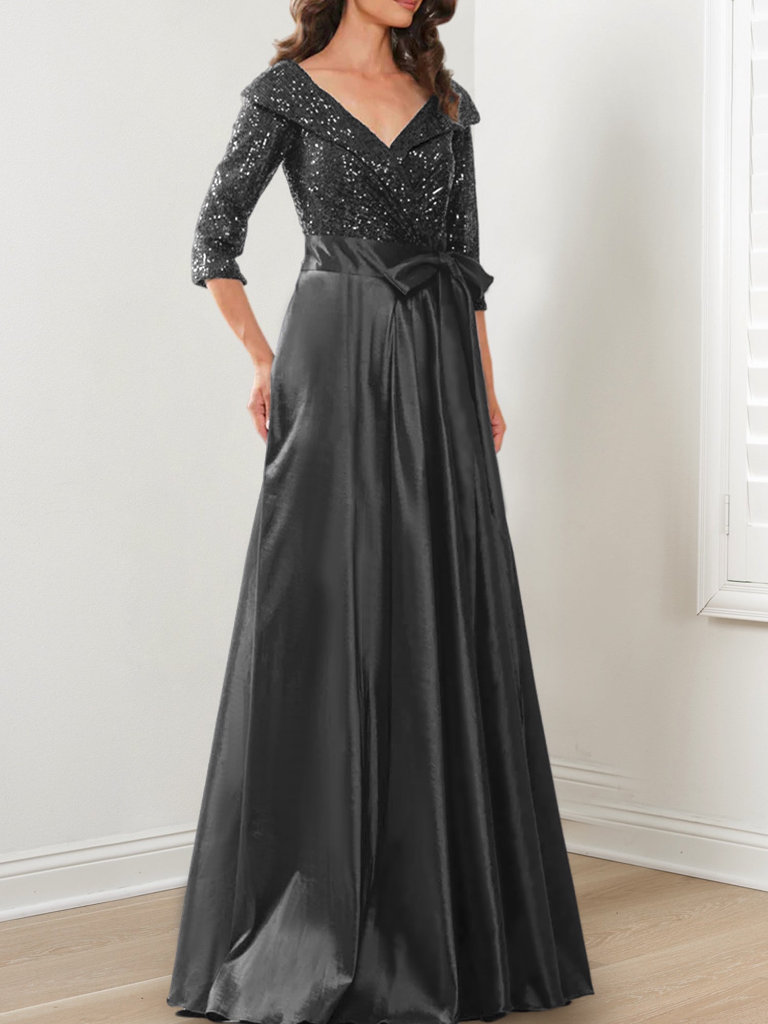 V Neck A Line Gown for the Mother of the Bride