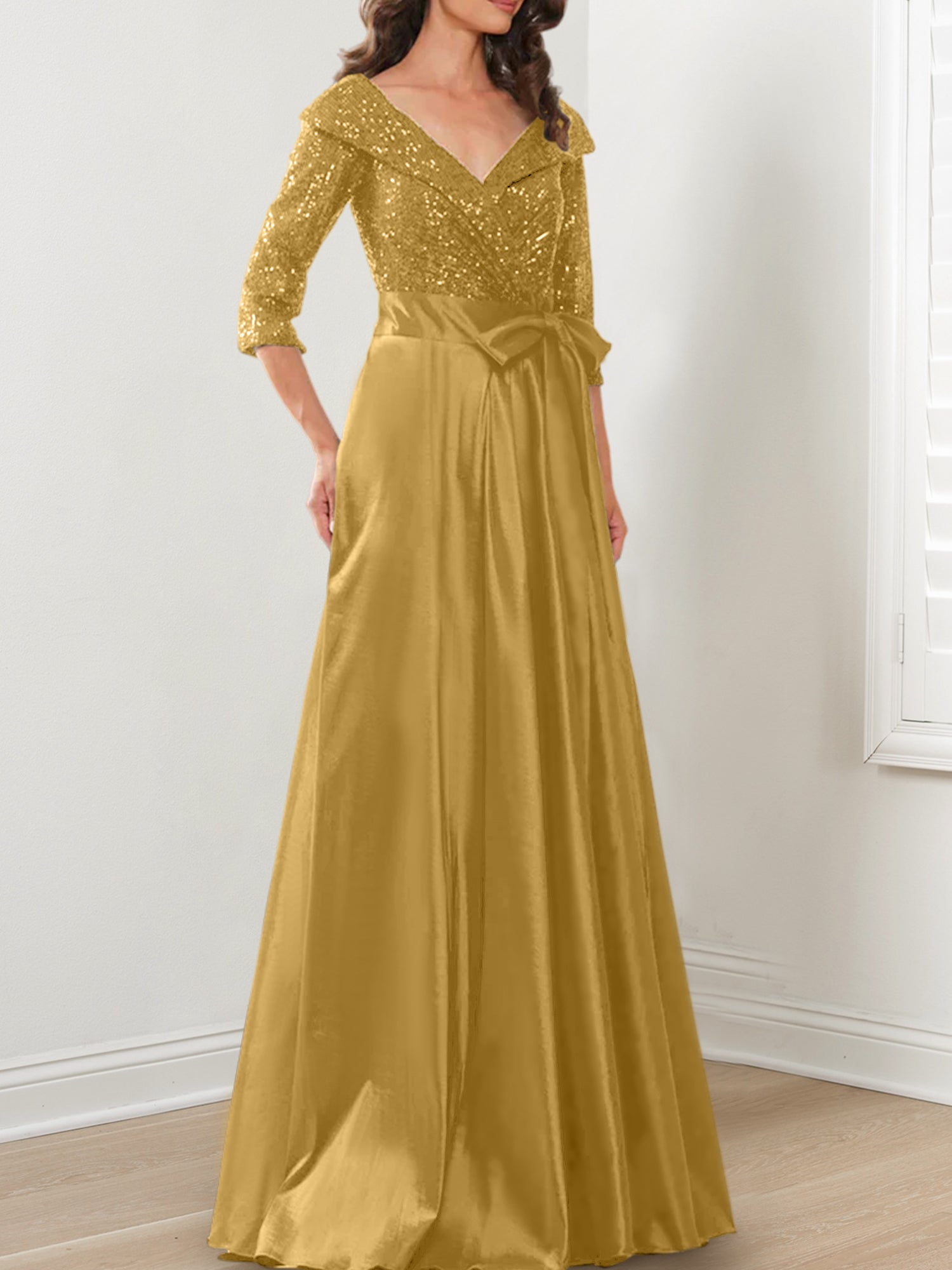 V Neck A Line Gown for the Mother of the Bride