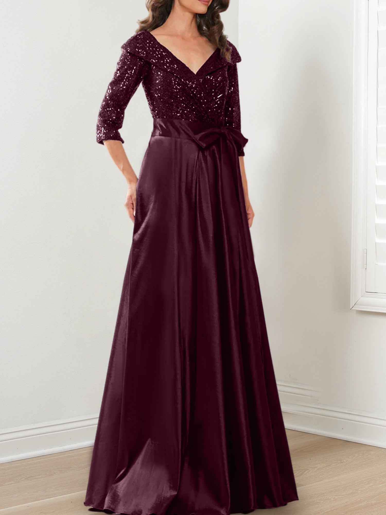 V Neck A Line Gown for the Mother of the Bride