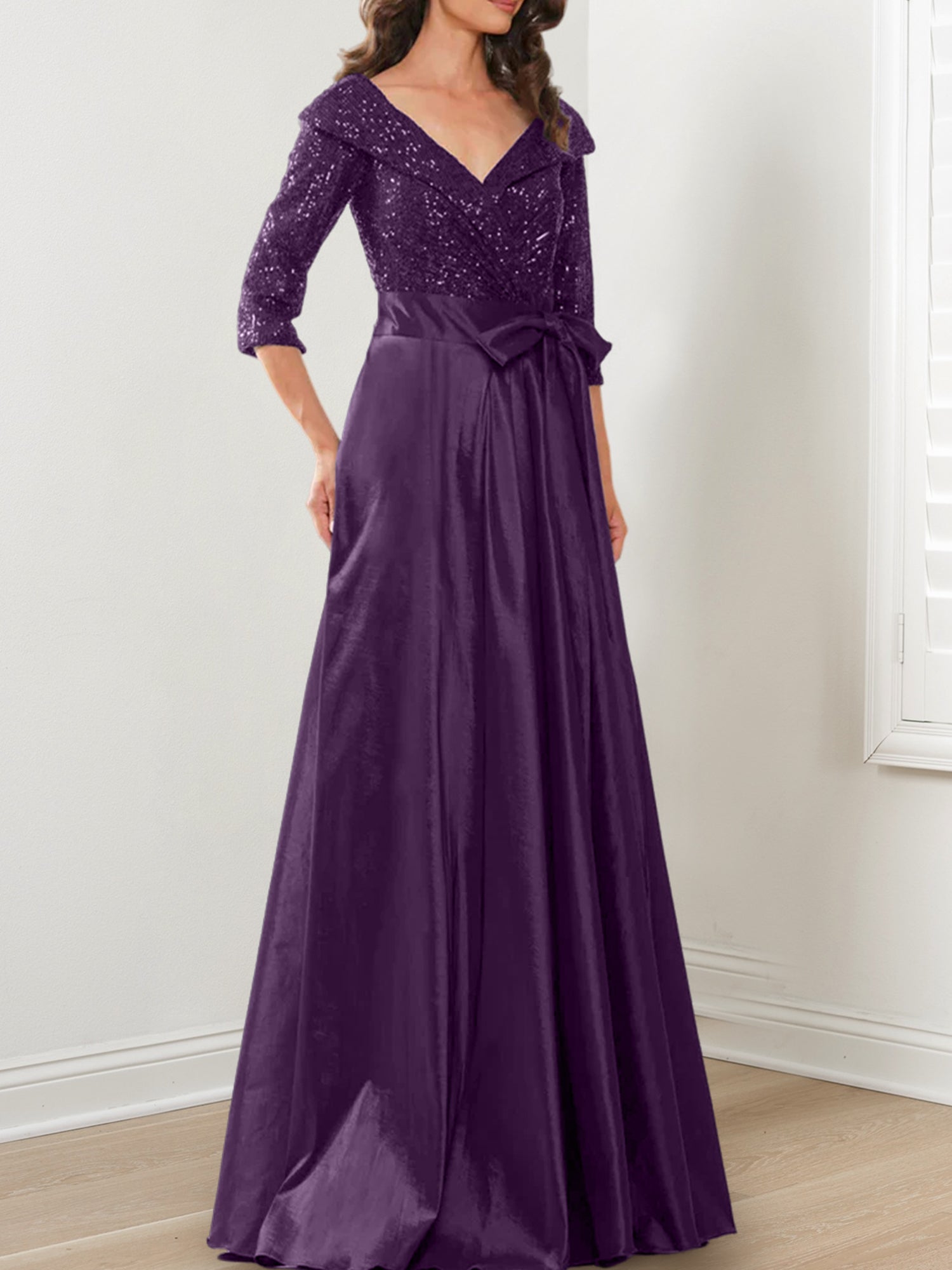 V Neck A Line Gown for the Mother of the Bride