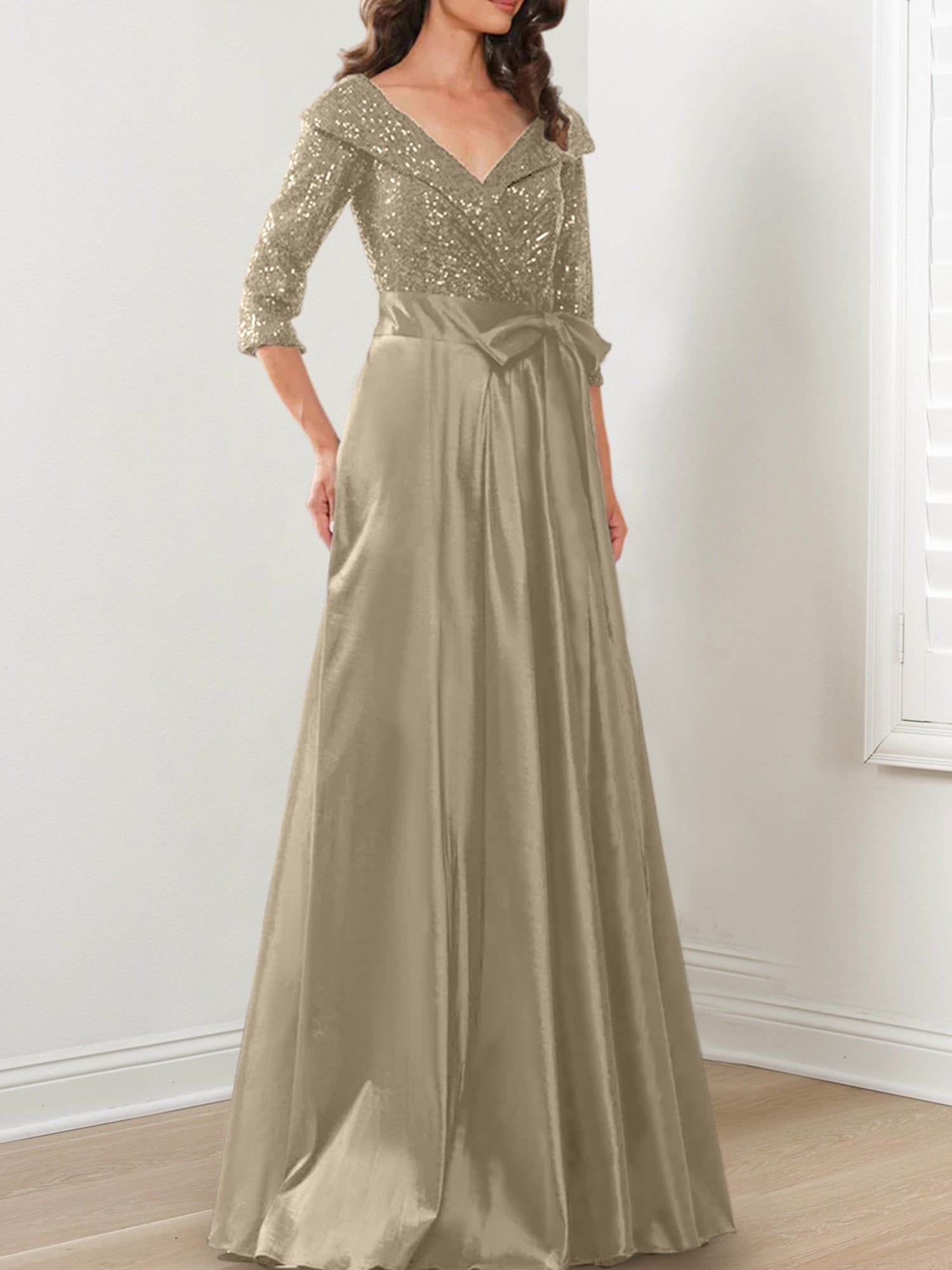 V Neck A Line Gown for the Mother of the Bride