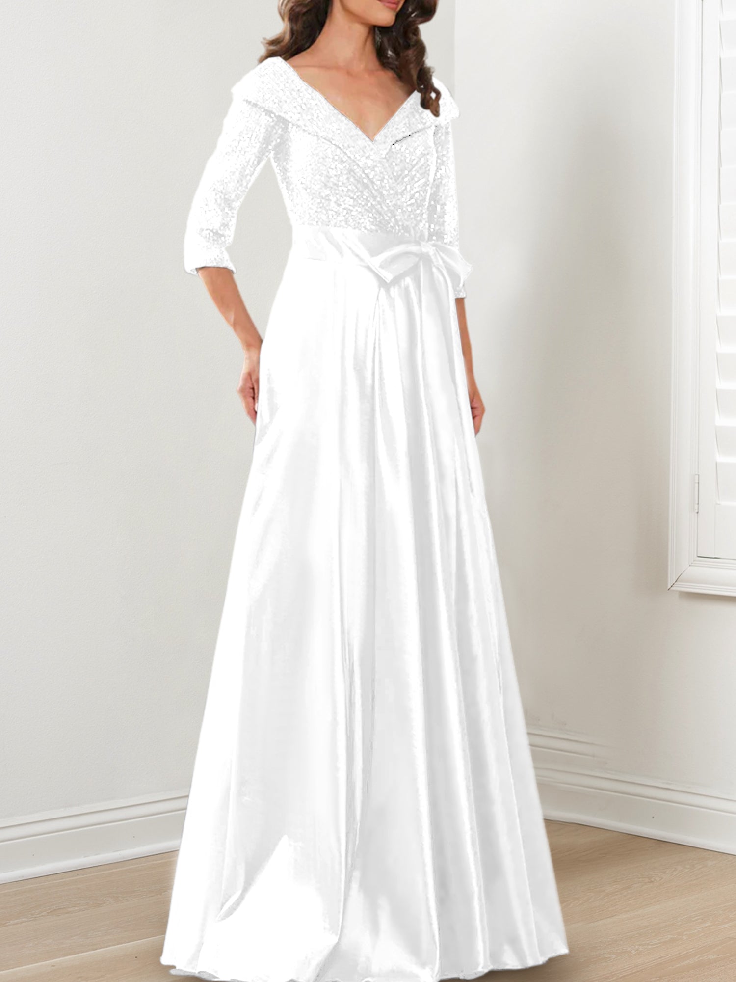 V Neck A Line Gown for the Mother of the Bride