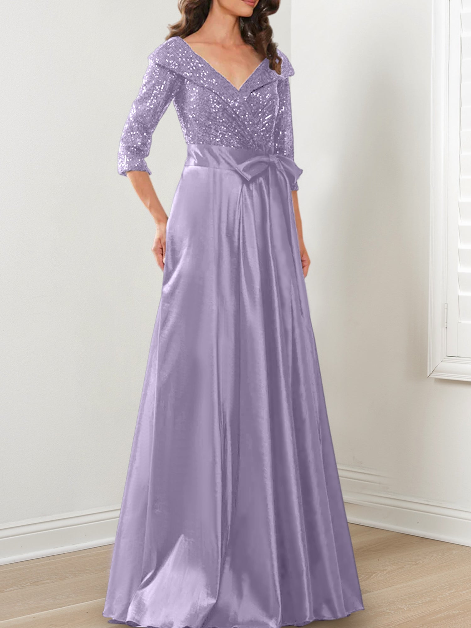 V Neck A Line Gown for the Mother of the Bride