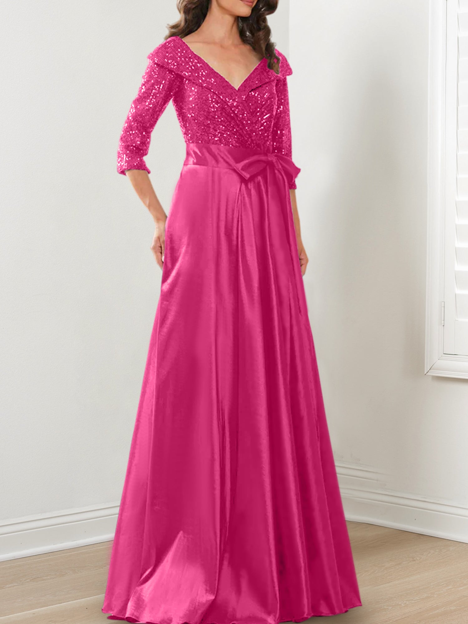V Neck A Line Gown for the Mother of the Bride