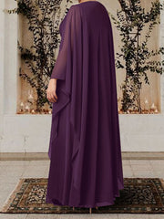 V Neck A Line Mother of the Bride Dress with Rhinestones