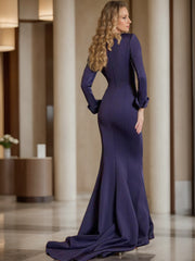 V Neck Long Pleated Gown for the Mother of the Bride