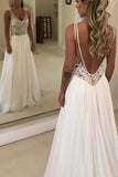 V-Neck Sleeveless Beach Wedding Dress Lace Long Bridal Gowns On Sale BC0875