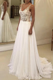 V-Neck Sleeveless Beach Wedding Dress Lace Long Bridal Gowns On Sale BC0875
