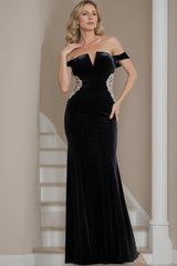 V Neck Sleeveless Long Sheath Column Mother of the Bride Dress With Beaded Applique
