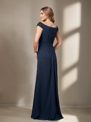 V Neck Sleeveless Plus Size A Line Long Mother of the Bride Dress with Sequins and Ruffles