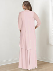 V Neck Sleeveless Plus Size Long Mother of the Bride Sheath Dress with Wrap