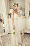 V-Neck Tulle Floor Length Bridal Gowns Sleeveless Bowknot Floor Length Summer Beach Dresses