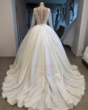 V-neck Amazing Ball-Gown Long-Sleeves Appliques Wedding Dresses