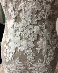 V-neck Mermaid Appliques Sleeveless Marvelous Lace Wedding Dresses